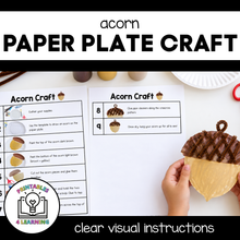 Load image into Gallery viewer, Acorn Paper Plate Craft with Visual Instructions