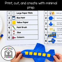 Load image into Gallery viewer, Airplane Paper Plate Craft with Visual Instructions
