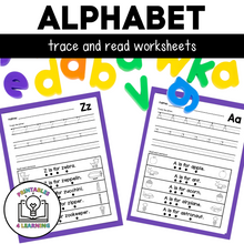 Load image into Gallery viewer, Alphabet Trace and Read Worksheets