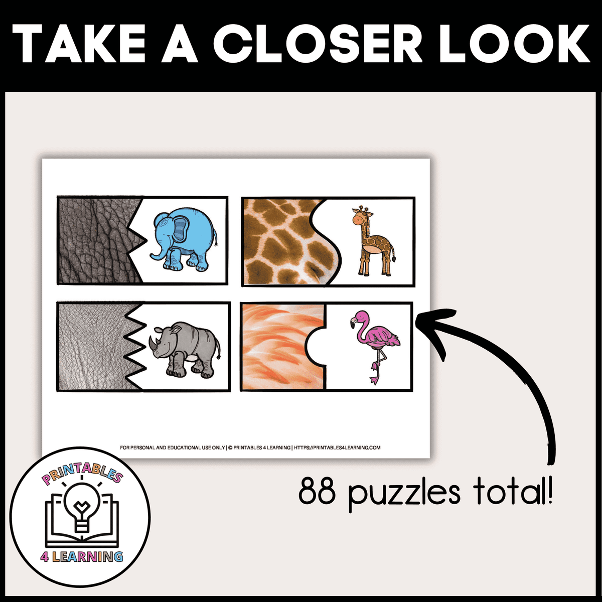 Zoo Animal Pattern Puzzles Printables 4 Learning