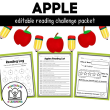 Load image into Gallery viewer, Editable Reading Log: Apple Books for Kids with Parent Handout