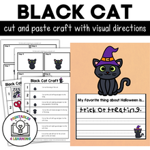Load image into Gallery viewer, Black Cat Halloween Cut and Paste Craft with Visual Directions