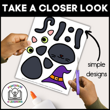 Load image into Gallery viewer, Black Cat Halloween Cut and Paste Craft with Visual Directions
