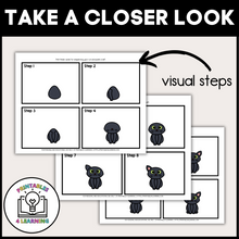 Load image into Gallery viewer, Black Cat Halloween Cut and Paste Craft with Visual Directions