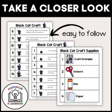 Load image into Gallery viewer, Black Cat Halloween Cut and Paste Craft with Visual Directions
