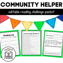 Load image into Gallery viewer, Editable Reading Log: Community Helper Books for Kids with Parent Handout