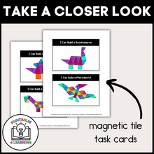 Load image into Gallery viewer, Dinosaur Magnetic Tile Task Cards