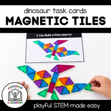 Load image into Gallery viewer, Dinosaur Magnetic Tile Task Cards