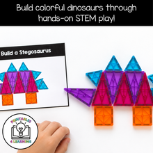 Load image into Gallery viewer, Dinosaur Magnetic Tile Task Cards
