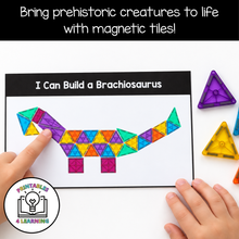 Load image into Gallery viewer, Dinosaur Magnetic Tile Task Cards