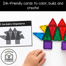 Load image into Gallery viewer, Dinosaur Magnetic Tile Task Cards