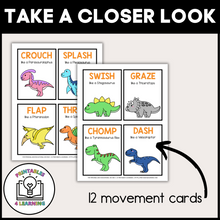 Load image into Gallery viewer, Dinosaur Movement Cards for Brain Break Activities