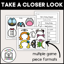 Load image into Gallery viewer, Roll and Build a Turkey in Disguise | Cut and Paste Thanksgiving Activity