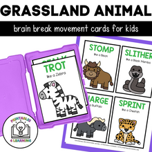 Load image into Gallery viewer, Grassland Animal Movement Cards for Brain Break Activities