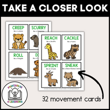 Load image into Gallery viewer, Grassland Animal Movement Cards for Brain Break Activities