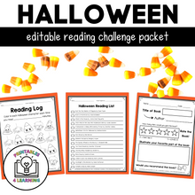 Load image into Gallery viewer, Editable Reading Log: Halloween Books for Kids with Parent Handout