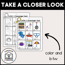 Load image into Gallery viewer, Letter U Scavenger Hunt Packet