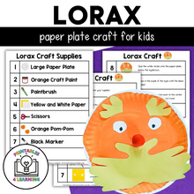 Load image into Gallery viewer, Lorax Paper Plate Craft with Visual Instructions