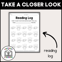 Load image into Gallery viewer, Editable Reading Log: Nocturnal Animal Books for Kids with Parent Handout
