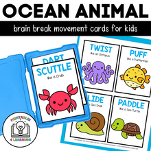 Load image into Gallery viewer, Ocean Animal Movement Cards for Brain Break Activities