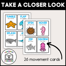 Load image into Gallery viewer, Ocean Animal Movement Cards for Brain Break Activities