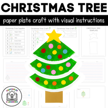 Load image into Gallery viewer, Christmas Tree Paper Plate Craft with Visual Instructions