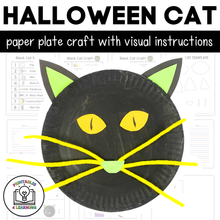 Load image into Gallery viewer, Halloween Black Cat Paper Plate Craft with Visual Instructions