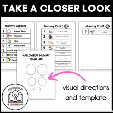 Load image into Gallery viewer, Halloween Mummy Paper Plate Craft with Visual Instructions