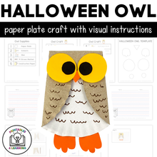 Load image into Gallery viewer, Halloween Owl Paper Plate Craft with Visual Instructions