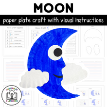 Load image into Gallery viewer, Moon Paper Plate Craft with Visual Instructions