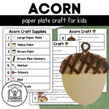 Load image into Gallery viewer, Acorn Paper Plate Craft with Visual Instructions