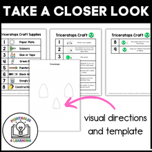 Load image into Gallery viewer, Triceratops Paper Plate Craft with Visual Instructions