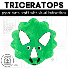 Load image into Gallery viewer, Triceratops Paper Plate Craft with Visual Instructions