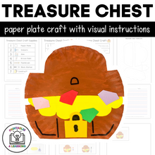 Load image into Gallery viewer, Treasure Chest Paper Plate Craft with Visual Instructions