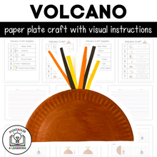 Load image into Gallery viewer, Volcano Paper Plate Craft with Visual Instructions