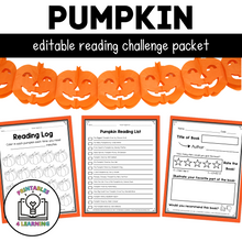 Load image into Gallery viewer, Editable Reading Log: Pumpkin Books for Kids with Parent Handout