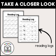 Load image into Gallery viewer, Editable Reading Log: Pumpkin Books for Kids with Parent Handout