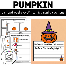 Load image into Gallery viewer, Halloween Pumpkin with Witch Hat Cut and Paste Craft with Visual Directions