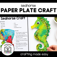 Load image into Gallery viewer, Seahorse Paper Plate Craft with Templates