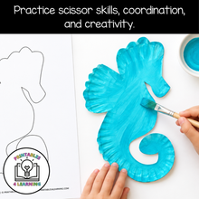Load image into Gallery viewer, Seahorse Paper Plate Craft with Templates