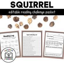 Load image into Gallery viewer, Editable Reading Log: Squirrel Books for Kids with Parent Handout