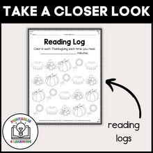 Load image into Gallery viewer, Editable Reading Log: Thanksgiving Books for Kids with Parent Handout