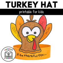 Load image into Gallery viewer, Turkey Hat Craft for Kids (Printable Thanksgiving Activity)