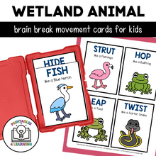 Load image into Gallery viewer, Wetland Animal Movement Cards for Brain Break Activities