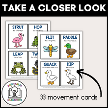 Load image into Gallery viewer, Wetland Animal Movement Cards for Brain Break Activities