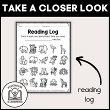 Load image into Gallery viewer, Editable Reading Log: Zoo Animal Books for Kids with Parent Handout