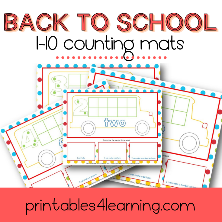 1-10 School Bus Counting Mats | Tens Frame, Tally, and Array – Printables 4  Learning