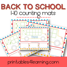 Load image into Gallery viewer, 1-10 School Bus Counting Mats | Tens Frame, Tally, and Array - Printables 4 Learning