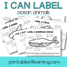 Load image into Gallery viewer, Editable Label an Ocean Animal Worksheets and Mini Book
