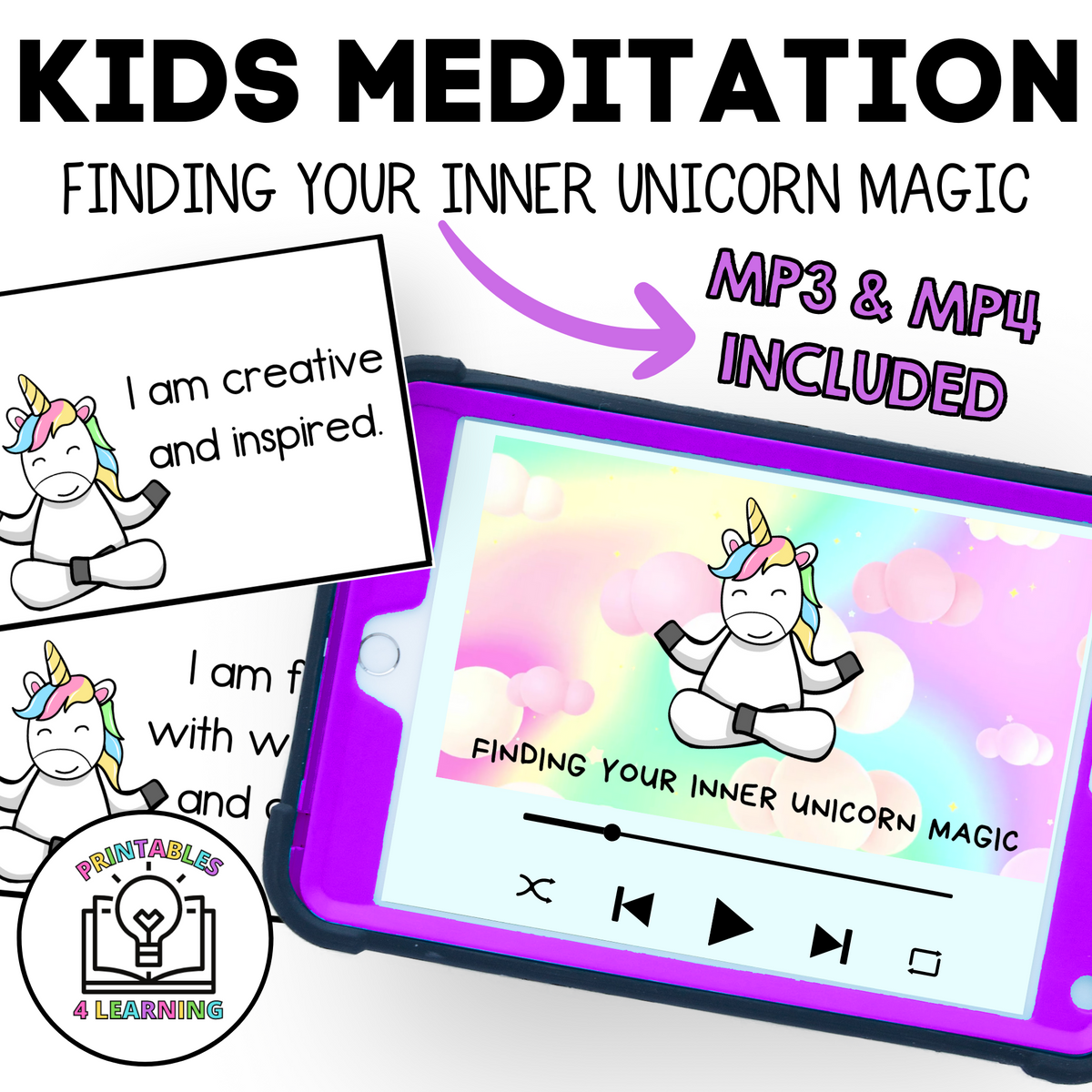 Kids Meditation Finding Your Inner Unicorn Magic Printables 4 Learning